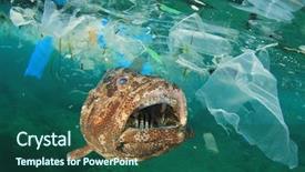  Presentation with water pollution - Beautiful slide set featuring water contaminated - plastic pollution in ocean backdrop and a ocean colored foreground
