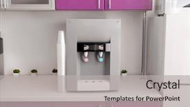  Presentation with office water cooler - Cool new presentation theme with water cooler on table backdrop and a light gray colored foreground