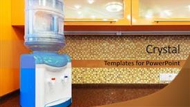 Presentation with water dispenser - Presentation having water cooler on the modern background and a gold colored foreground