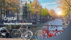  Presentation with water amsterdam - Amazing theme having water cycle - amterdam cityscape with canal bridge backdrop and a ocean colored foreground