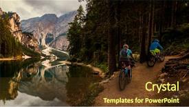  Presentation with activity - Amazing PPT theme having water cycle - cycling woman and man backdrop and a tawny brown colored foreground