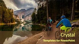  Presentation with activity - Slide set consisting of water cycle - cycling woman and man background and a tawny brown colored foreground