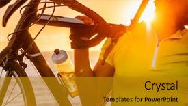  Presentation with healthy living - Slides having water cycle - cyclist carrying road bike background and a gold colored foreground
