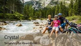  Presentation with rides - Slides with water cycle - family bike rides background and a coral colored foreground