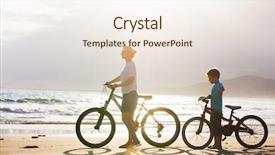  Presentation with water cycle - Presentation design with water cycle - mother and son with bikes background and a sky blue colored foreground