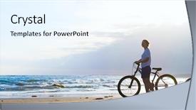  Presentation with water cycle - Cool new presentation theme with water cycle - panorama of mother and son backdrop and a sky blue colored foreground