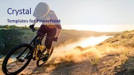  Presentation with mountain bike - Audience pleasing PPT theme consisting of water cycle - professional cyclist riding the downhill backdrop and a sky blue colored foreground