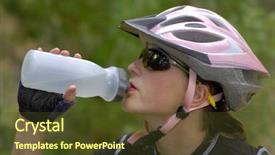  Presentation with water cycle - Beautiful presentation design featuring water cycle - young woman riding mountain bike backdrop and a tawny brown colored foreground