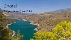  Presentation with water dam - PPT layouts consisting of water-dam-rules-embalse-de background and a light blue colored foreground