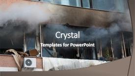  Presentation with fire damage - Colorful theme enhanced with water damage - burning fire smoke firefighter emergency backdrop and a dark gray colored foreground