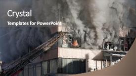 Presentation with fire damage - Cool new presentation with water damage - burning fire smoke firefighter emergency backdrop and a gray colored foreground