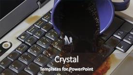  Presentation with coffee - Audience pleasing PPT layouts consisting of water damage - coffee spilling on keyboard backdrop and a wine colored foreground