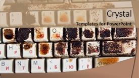  Presentation with spilling - Presentation having water damage - coffee spilling on keyboard background and a coral colored foreground