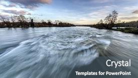  Presentation with water river - PPT layouts consisting of water damage - flooded river background and a ocean colored foreground