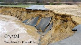  Presentation with flooding - Audience pleasing PPT theme consisting of water damage - flooding and destruction backdrop and a mint green colored foreground