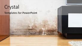  Presentation with mold - Presentation having water damage - mold and moisture buildup background and a white colored foreground