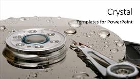  Presentation with hard disk drive - Presentation design enhanced with water damage - wet hard drive background and a white colored foreground