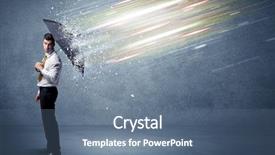  Presentation with defending - Audience pleasing slide deck consisting of water data - business man defending light beams backdrop and a ocean colored foreground