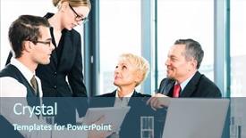  Presentation with business office desk - Colorful PPT theme enhanced with water data - business people discussing in meeting backdrop and a ocean colored foreground