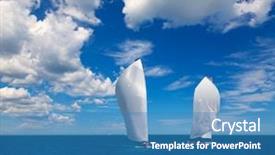  Presentation with sailing yacht race regatta sailboat - Presentation design consisting of water day - sailboats regatta sailing in mediterranean background and a  colored foreground