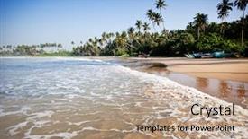  Presentation with long tailed boat fishing boat - Presentation theme featuring water day - untouched tropical beach with fishing background and a coral colored foreground