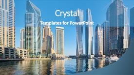  Presentation with united - PPT layouts consisting of water developmentproject - dubai marina daytime skyline background and a teal colored foreground