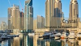  Presentation with dubai evening skyline luxury district - Beautiful theme featuring water developmentproject - dubai marina daytime skyline backdrop and a  colored foreground