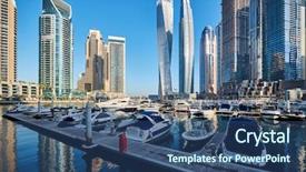  Presentation with dubai evening skyline luxury district - Colorful slide set enhanced with water developmentproject - dubai marina daytime skyline backdrop and a  colored foreground