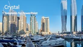  Presentation with marina - Amazing slide deck having water developmentproject - dubai marina daytime skyline backdrop and a teal colored foreground