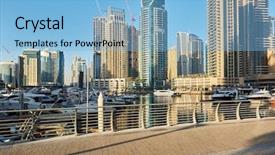  Presentation with marina - Audience pleasing PPT layouts consisting of water developmentproject - dubai marina daytime skyline backdrop and a light blue colored foreground
