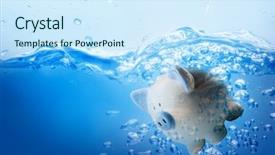  Presentation with piggy bank broken piggybank - PPT layouts enhanced with water digital - piggy bank against white background background and a sky blue colored foreground