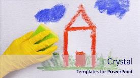  Presentation with water disinfection - Amazing presentation design having water disinfection - hand in glove wiping children backdrop and a sky blue colored foreground