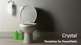  Presentation with toilet - Theme enhanced with water disinfection - white toilet bowl and cleaning background and a tawny brown colored foreground