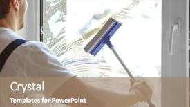  Presentation with water disinfection - Presentation with water disinfection - young man washing window background and a coral colored foreground