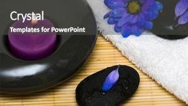  Presentation with blue flower bulb field - Cool new presentation design with water dispenser - candle with blue flowers backdrop and a  colored foreground