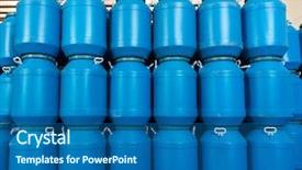  Presentation with barrels - Beautiful slide set featuring lube oil - blue plastic barrels contain backdrop and a ocean colored foreground