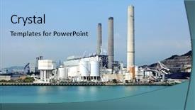  Presentation with electric plant - Cool new presentation with fire systems - electric power plant backdrop and a light blue colored foreground