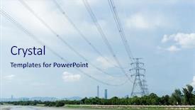  Presentation with high voltage relay protection and automation - Beautiful slide deck featuring engineering water generator - high voltage tower backdrop and a sky blue colored foreground
