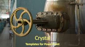  Presentation with industrial valve - Slide set having gas distribution industry - industrial facility with closeup background and a tawny brown colored foreground