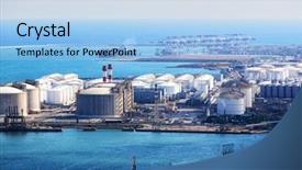  Presentation with sea port - Presentation featuring modern sea port background and a light blue colored foreground