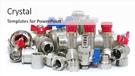  Presentation with plumbing fixtures - Presentation theme consisting of water supply pipe - plumbing fixtures and piping parts background and a white colored foreground