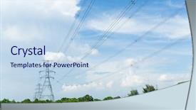  Presentation with power transmission - Cool new presentation theme with green electricity - power transmission tower backdrop and a sky blue colored foreground