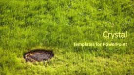  Presentation with drain - Beautiful PPT theme featuring field water drain drainpipe system backdrop and a tawny brown colored foreground