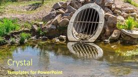  Presentation with water pipe - Cool new PPT theme with water-drainage-pipe-prevening backdrop and a violet colored foreground