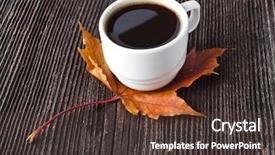  Presentation with fall leaves - Cool new presentation with water drinks maple - coffee cup on the autumn backdrop and a tawny brown colored foreground