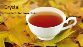  Presentation with water cup - Presentation design with water drinks maple - cup of hot beverage background and a  colored foreground