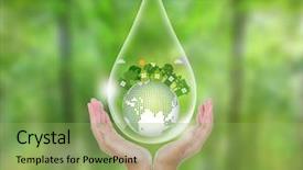  Presentation with green building - Audience pleasing slides consisting of water drop of eco friendly backdrop and a seafoam green colored foreground