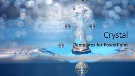 Presentation with water droplets - PPT theme having water droplets splashed forming a cone with bubbles surrounded background and a light blue colored foreground