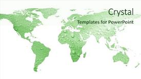  Presentation with water droplets - Presentation theme having water droplets with world map background and a soft green colored foreground