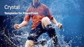  Presentation with blue drops - Beautiful presentation theme featuring water drops around football player backdrop and a ocean colored foreground